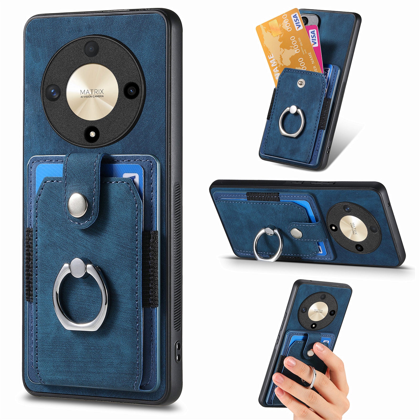 D2 For Honor X9b 5G / Magic6 Lite 5G Case Card Slots Retro PU Leather+TPU Kickstand Cover D2 For Honor X9b 5G / Magic6 Lite 5G Case Card Slots Retro PU Leather+TPU Kickstand Cover